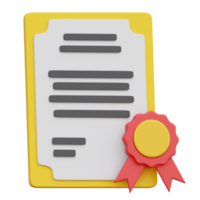 Ilustración de icono de certificado 3d png