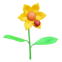 coccinella su fiore 3d icona illustrazioni png