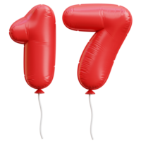 Balloon Number 17 3d Icon Illustrations png