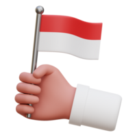 Hand Holding Indonesia Flag 3d Icon Illustrations png