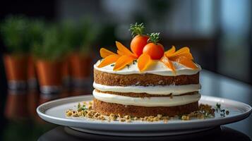 a cake with white frosting AI Generative photo
