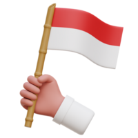 Hand Holding Indonesia Flag 3d Icon Illustrations png