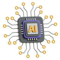 AI Chip Circuit 3d Icon Illustrations png