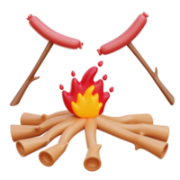 grillé saucisse 3d icône des illustrations png