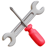 chave inglesa e Chave de fenda 3d ícone ilustrações png