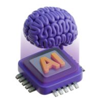 ai cerebro chip 3d icono ilustraciones png