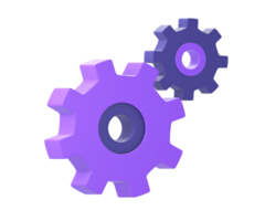 3d purple gear configuration setting icon for UI UX web mobile apps social media ads designs png