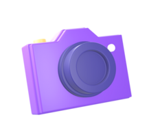 3d purple camera illustration icon side for UI UX web mobile apps social media ads designs png