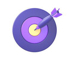 3d purple dart board target or goal icon for UI UX web mobile apps social media ads designs png