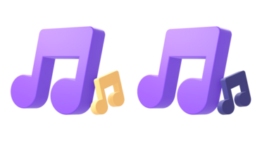 3d purple two music note icon for UI UX web mobile apps social media ads designs png