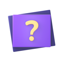 3d purple question mark and asking icon for UI UX web mobile apps social media ads designs png