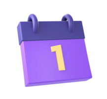 3d purple calendar date and time with number icon for UI UX web mobile apps social media ads designs png