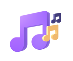 3d lila Musik- Hinweis Symbol zum ui ux Netz Handy, Mobiltelefon Apps Sozial Medien Anzeigen Designs png