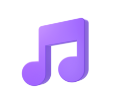 3d purple single music note icon for UI UX web mobile apps social media ads designs png