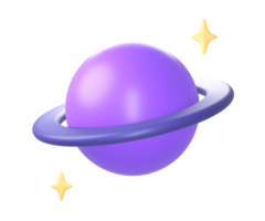 3d purple planet and space icon for UI UX web mobile apps social media ads designs png