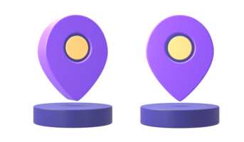 3d purple pin map pointer location icon for UI UX web mobile apps social media ads designs png