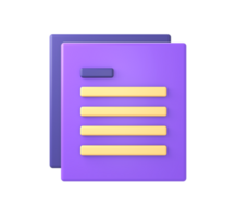 3d purple document files icon for UI UX web mobile apps social media ads designs png