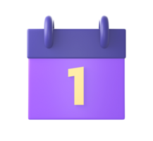 3d purple calendar date with number icon for UI UX web mobile apps social media ads designs png