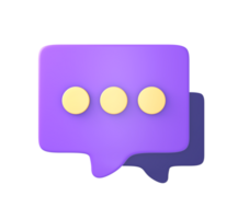 3d purple chat bubble or message icon for UI UX web mobile apps social media ads designs png