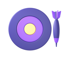 3d purple dart board target or goal front icon for UI UX web mobile apps social media ads designs png