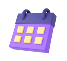 3d purple calendar date and time side icon for UI UX web mobile apps social media ads designs png