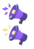 3d purple loud speaker with flash icon for UI UX web mobile apps social media ads designs png