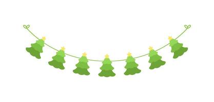 Christmas Tree Garland Vector Illustration, Christmas Graphics Festive Winter Holiday Season Bunting