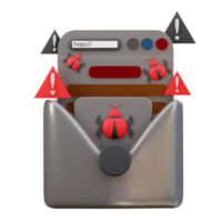 3d email containing spam and bug icon png