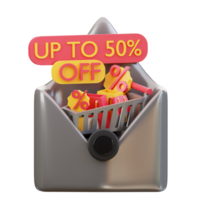 3d email containing promotion and discount icon png