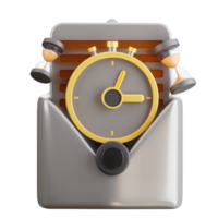 3d email with deadline time icon png