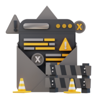 3d email containing maintenance alert icon png