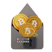 3d criptomoneda seguridad correo electrónico icono png