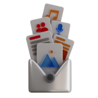 3d email with various types of letters icon png