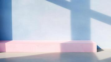Abstract Gradient Wall in Pastel Pink and Blue with Ample Space for Text and Design Elements photo