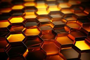 An abstract honeycomb pattern isolated on a gradient gold and brown background photo