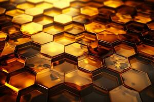 An abstract honeycomb pattern isolated on a gradient gold and brown background photo