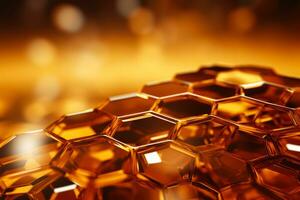 An abstract honeycomb pattern isolated on a gradient gold and brown background photo