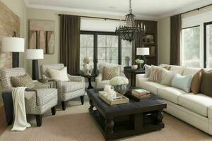 Transitional style living room design. Pro Photo