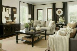 Transitional style living room design. Pro Photo