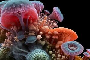 Microsopic of bacteria fungus.medical and science research concept.colorful color.generative ai photo