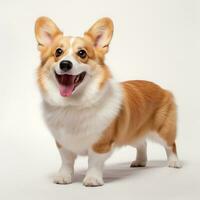 Cute Corgi breed dog isolated on color background, AI generated. Generative AI. photo