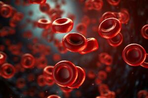 microsópico de rojo sangre células fluido mediante el sangre vasos.medicos y Ciencias investigación concepto.generativo ai foto