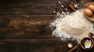 Top-down view of raw cookie dough and baking ingredients capturing the joy of baking AI Generative photo