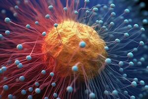 Microsopic of bacteria fungus.medical and science research concept.colorful color.generative ai photo