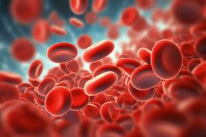 microsópico de rojo sangre células fluido mediante el sangre vasos.medicos y Ciencias investigación concepto.generativo ai foto