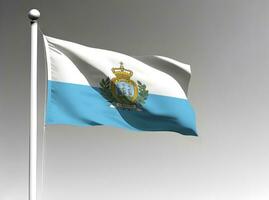 San Marino national flag waving on gray background photo
