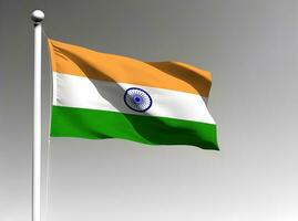 India nacional bandera ondulación en gris antecedentes foto