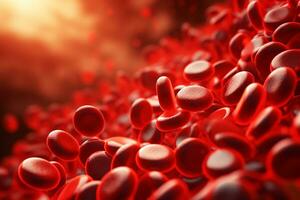 microsópico de rojo sangre células fluido mediante el sangre vasos.medicos y Ciencias investigación concepto.generativo ai foto