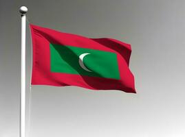 Maldives national flag waving on gray background photo