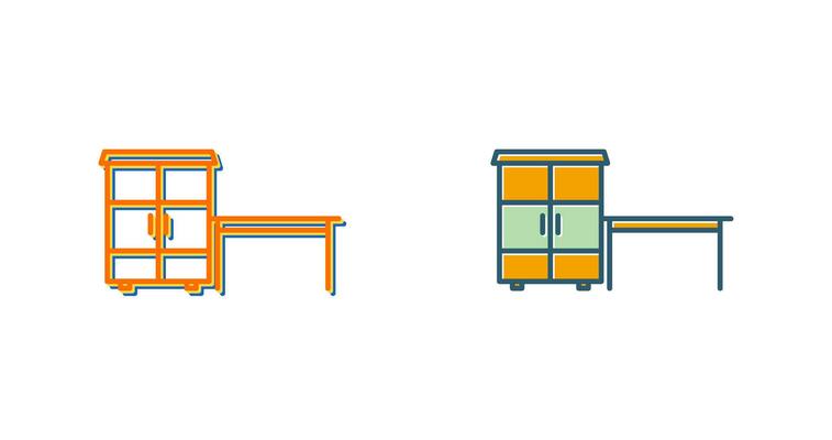 Table with Shelves Vector Icon